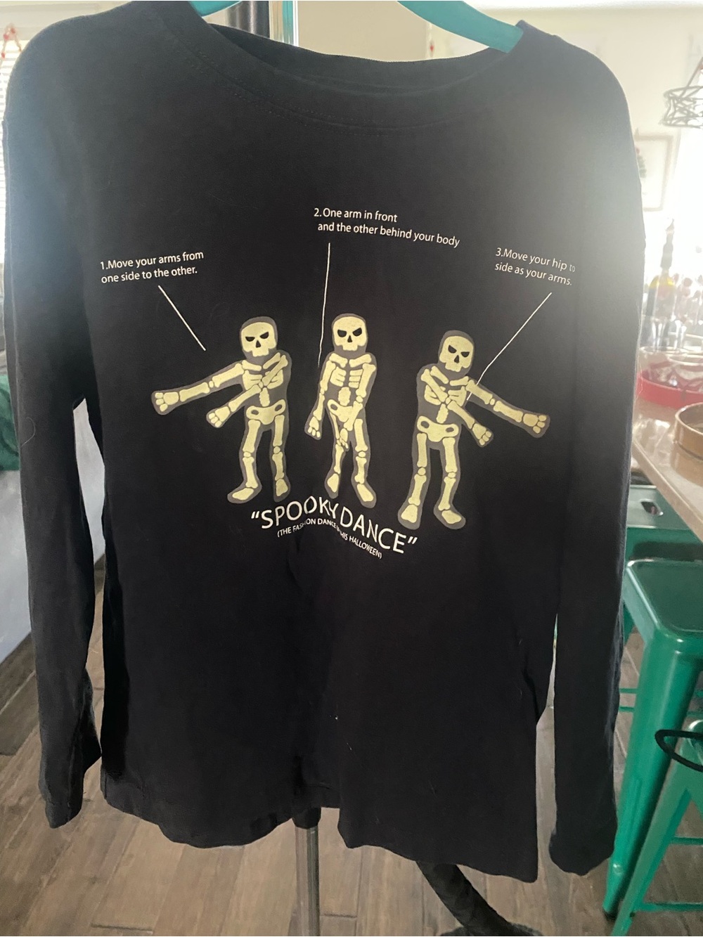 Zara Kids Halloween Glow in the Dark Skeleton Long Sleeve Shirt Size 7